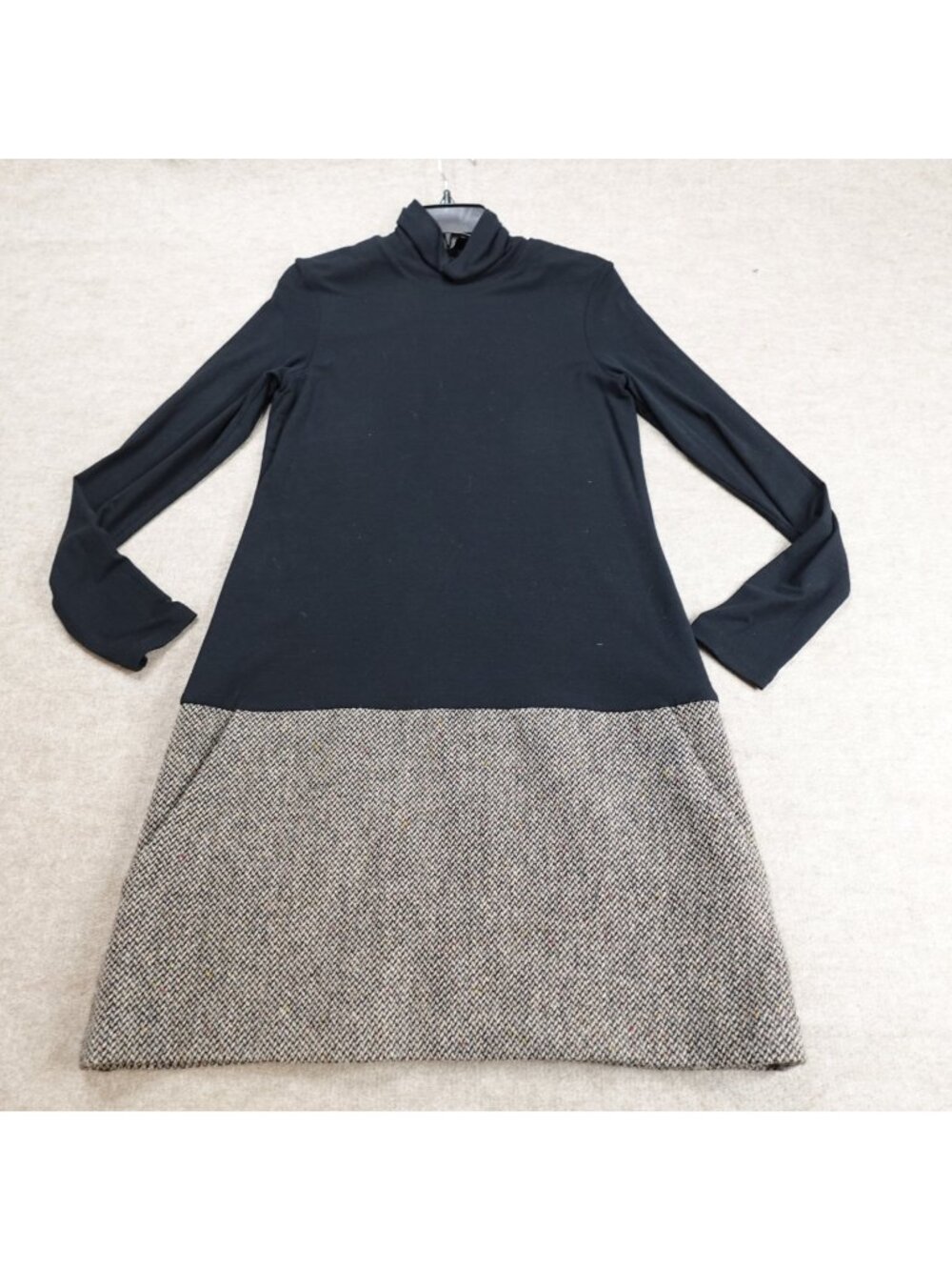 Theory Women's Dress Medium Black Tweed Turtleneck Lavindina